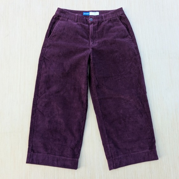 Old Navy Pants Corduroy Wide Leg High Rise Maroon Y2K‎ Skater Baggy Women's 10 - Picture 1 of 7